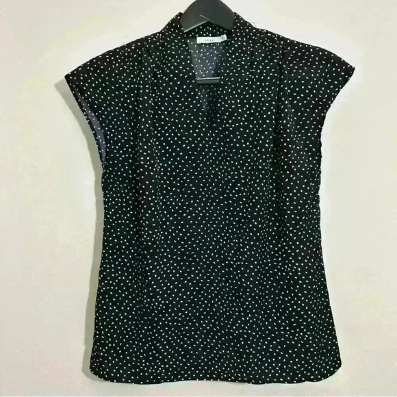 Lush Polka Dot Blouse Sleeveless Top Mock Neck Elegant Black Size S NWOT - Picture 1 of 6